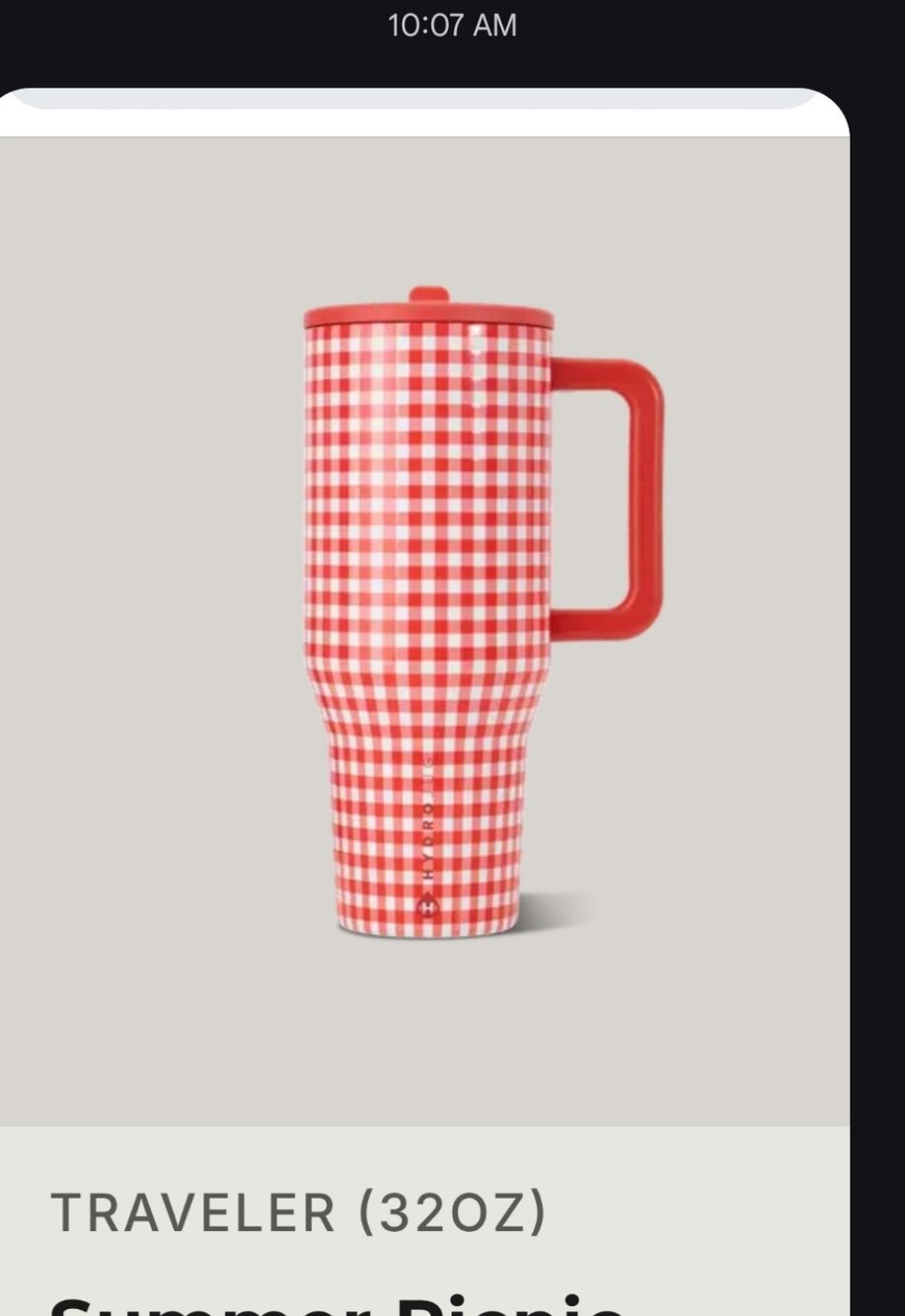 HydroJug Traveler 32oz Insulated Tumbler - Red Gingham